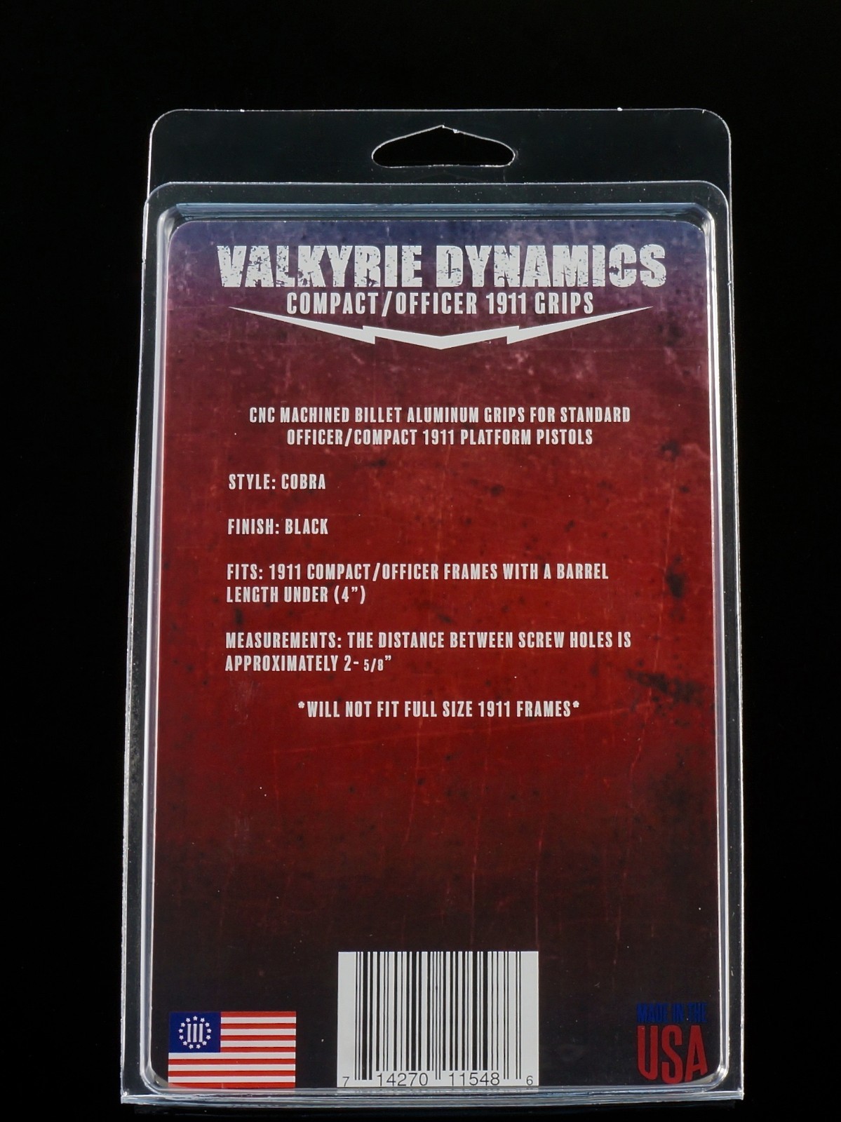 1911 Compact Officer Grips Colt kimber Defender BLACK "Cobra"