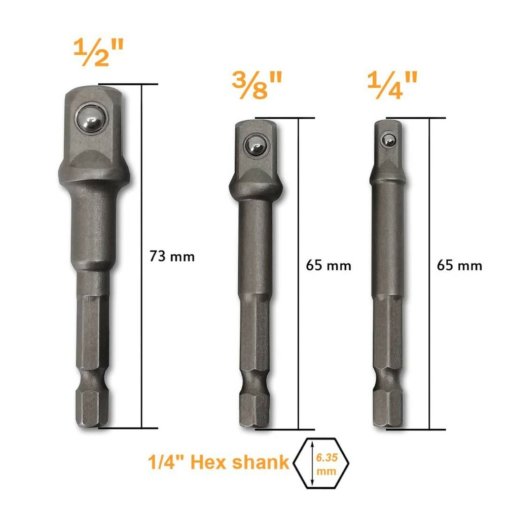 Drill Impact Adapter Reducer Extension Set Socket Driver Wrench 1/2 3/8 3/4 Tool