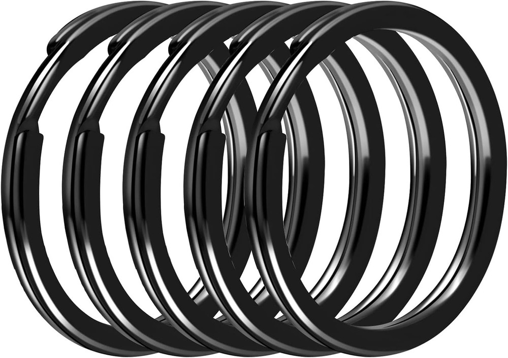 40 Pack Black Key Ring Keychain Assorted in 4 Sizes Metal Round Split Key Chains