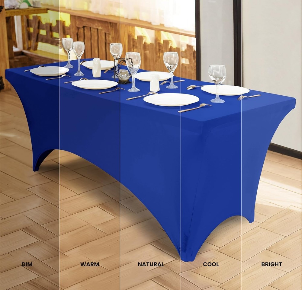 Blue 2Pack 6FT Spandex Stretchable Table Cover Fitted Rectangular Table Cover