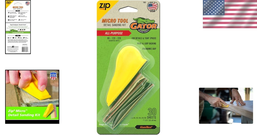 MicroZip Sander Kit: Assorted Fine Grits 3.5" x 1" for Intricate Detailing