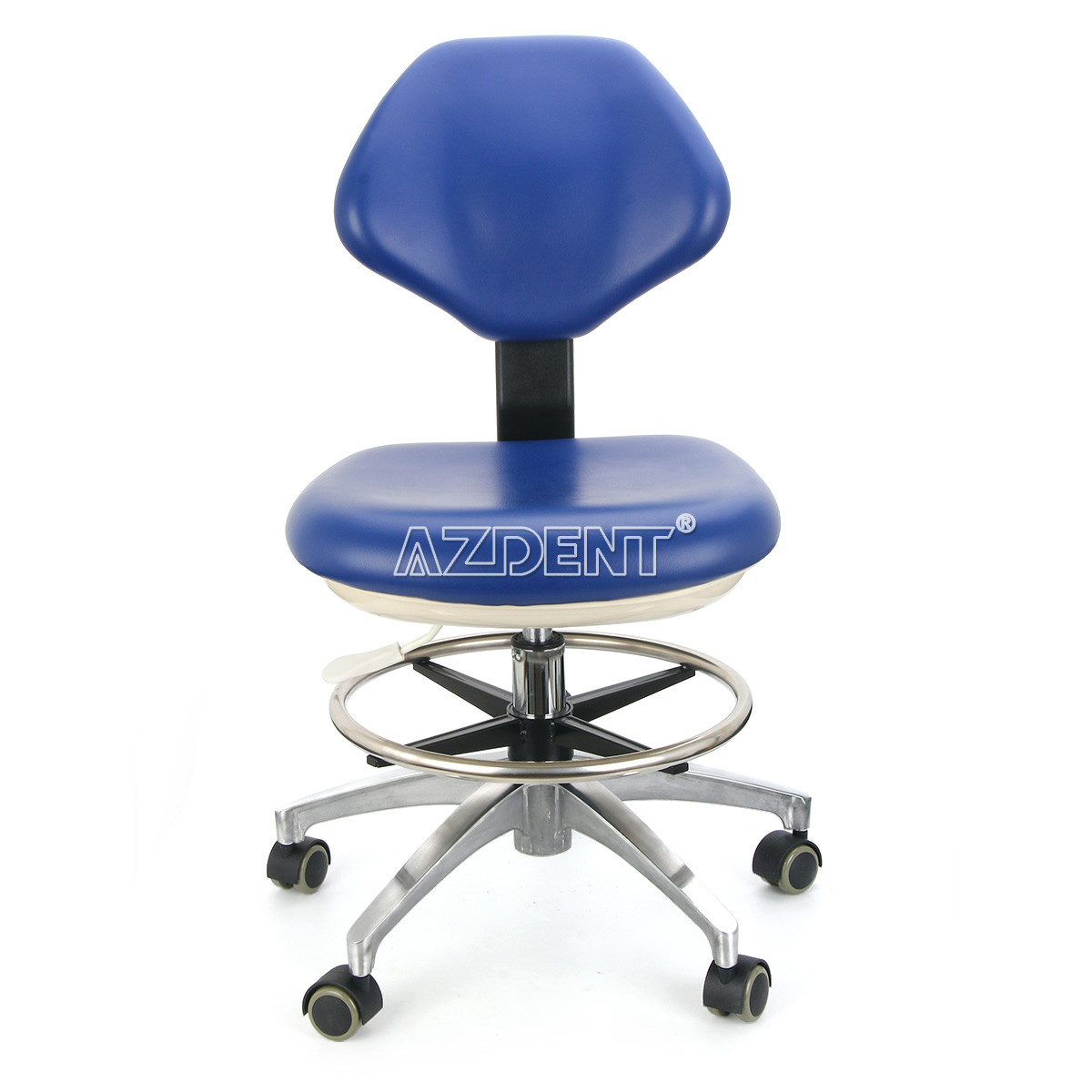 Dental PU Leather Adjustable Stool Doctor Chair Hydraulic Rolling Stool Blue UPS