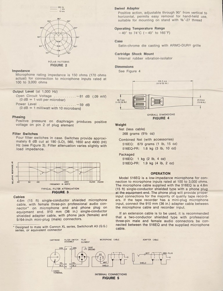 Shure 516EQ Dynamic Cardiod Microphone