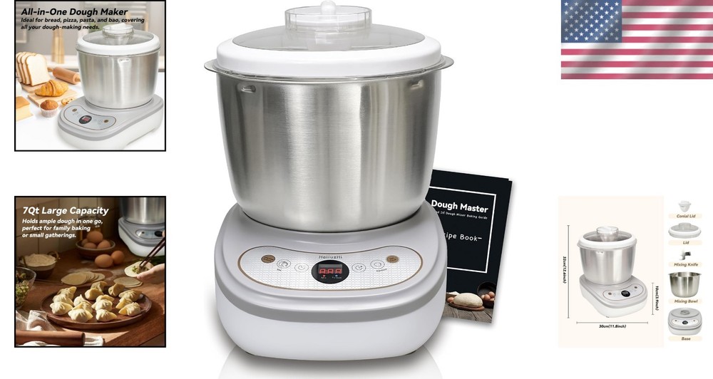 7.4Qt Automatic Dough Maker with Fermentation Function - Perfect for Homemade...