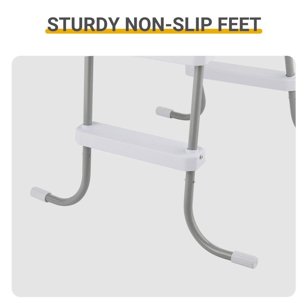 52" 4-Step Pool Ladder, Iron Grey Frame & White Steps, Sturdy