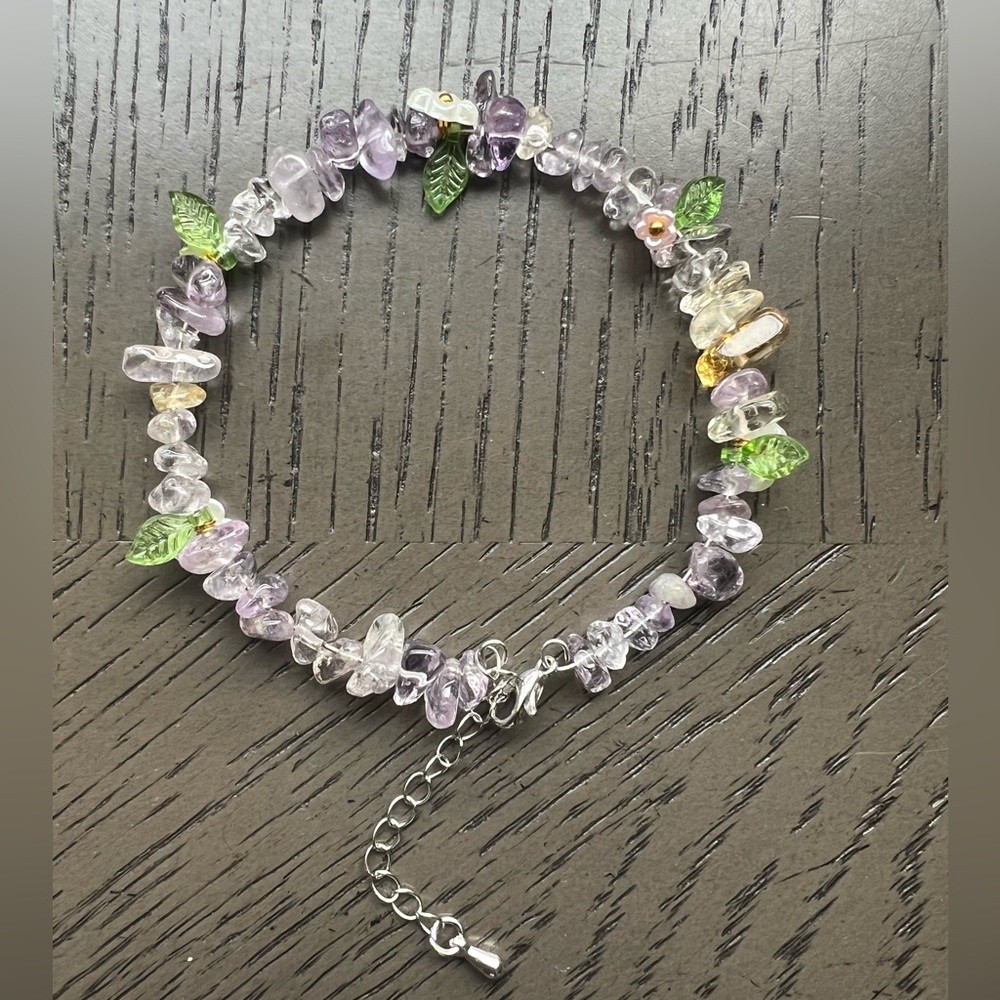 Amethyst memory wire adjustable bracelet