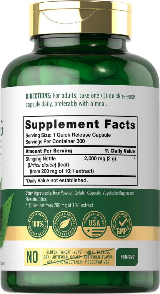 Stinging Nettle Leaf Extract 2000mg | 300 Capsules | by Carlyle