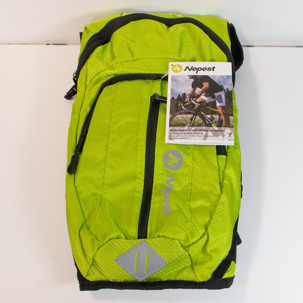 Nepest Hydration Backpack NEW High Visibility Cycling Pack 2L Bladder Whistle