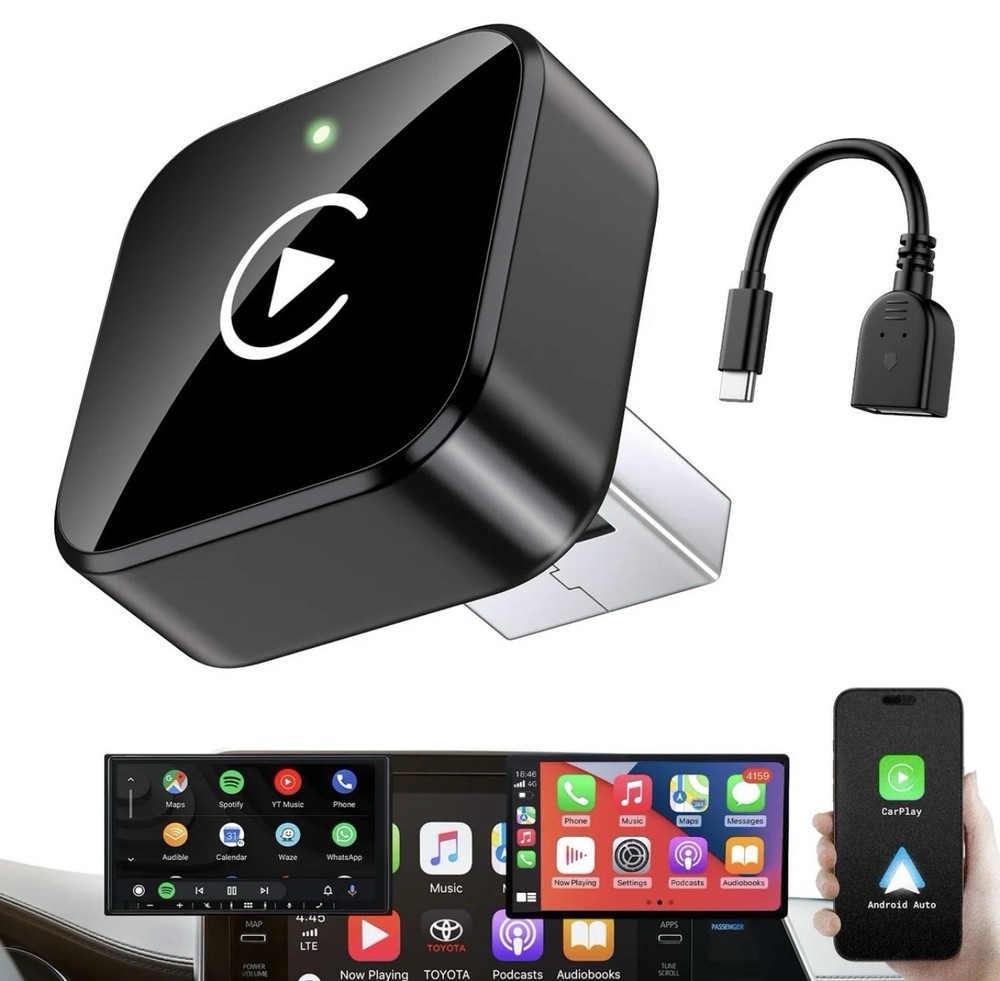 iGENJUN Wireless CarPlay Adapter 2026 Upgrade Mini Design, USB/USB-C Plug & Play