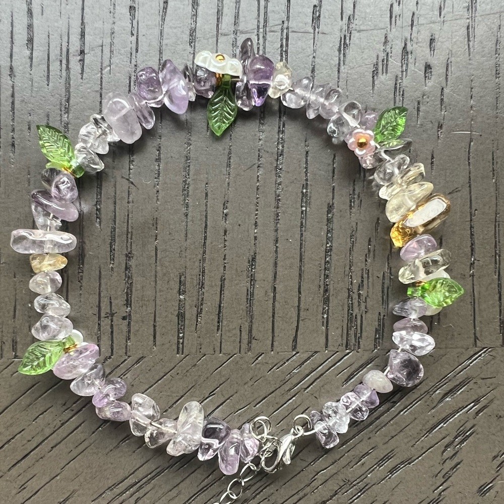 Amethyst memory wire adjustable bracelet