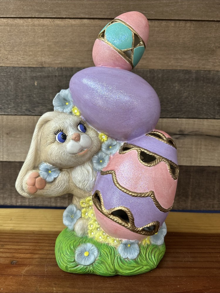 Ceramic Bunny With Easter Sparkly Eggs  14”