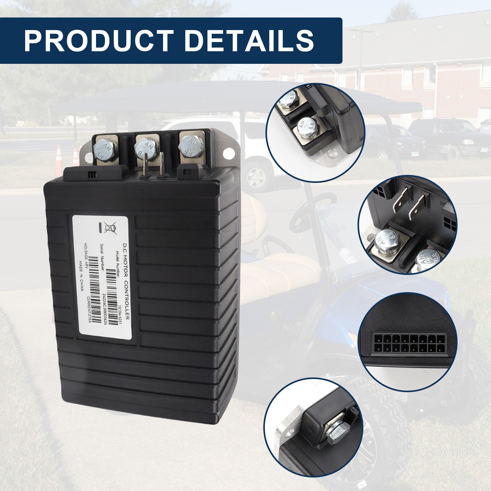 48V 250A DC Motor Speed Controller Compatible with Curtis Club Car Golf Cart