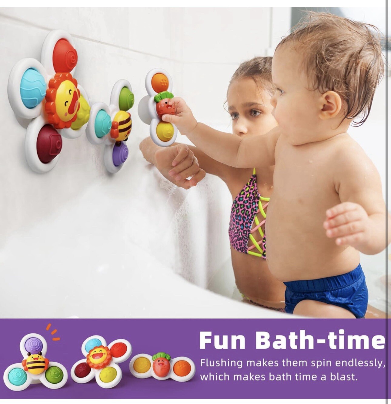 Suction Cup Spinner Toys 3pcs Spinning Top Baby Toys For 1 2 Year Old Boys Gifts