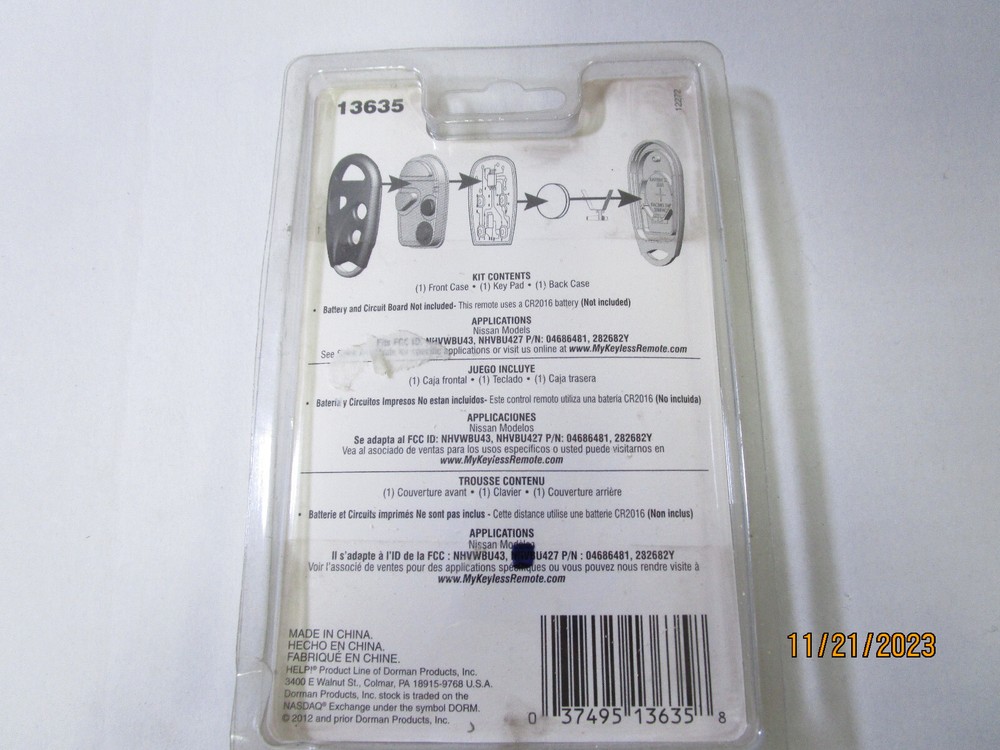 Keyless Entry Transmitter Cover-Remote Case Dorman 13635