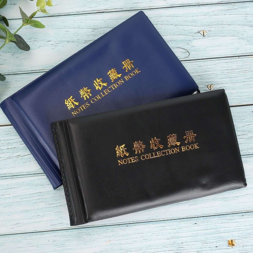 60pcs Paper Money Currency Banknote Collection Album Pocket Book Storage Black