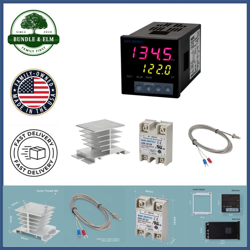 PID Temperature Controller Kit with LED Display and Solid State Relay Included