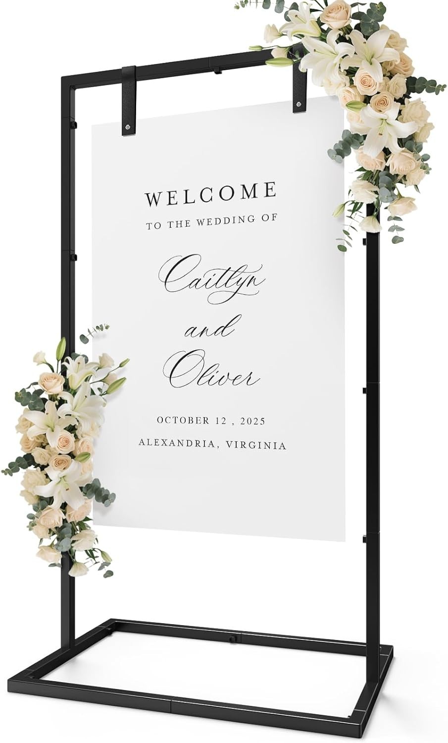 Wedding Sign Holder Adjustable Welcome Wedding Sign Stand W/ Leather Sign