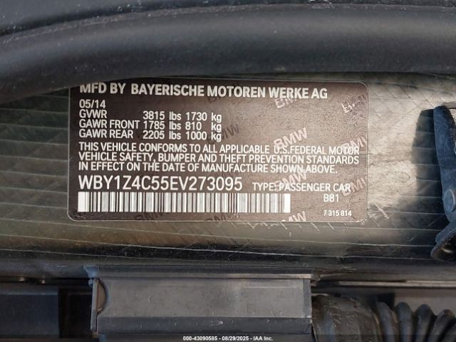 LEFT REAR DOOR WINDOW REGULATOR OEM 2016 BMW I3