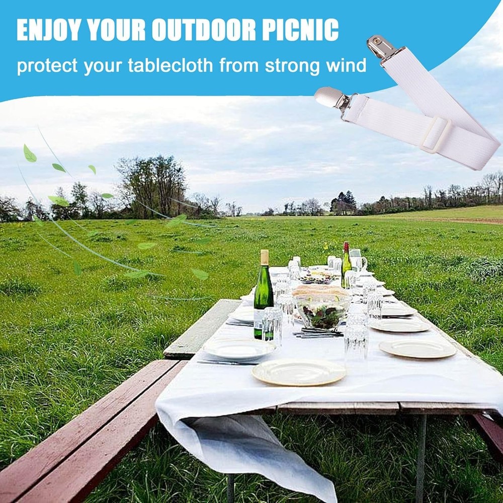 Table Cloth Holder Clips Hidden Strap 5 Pack Adjustable Elasticity Picnic