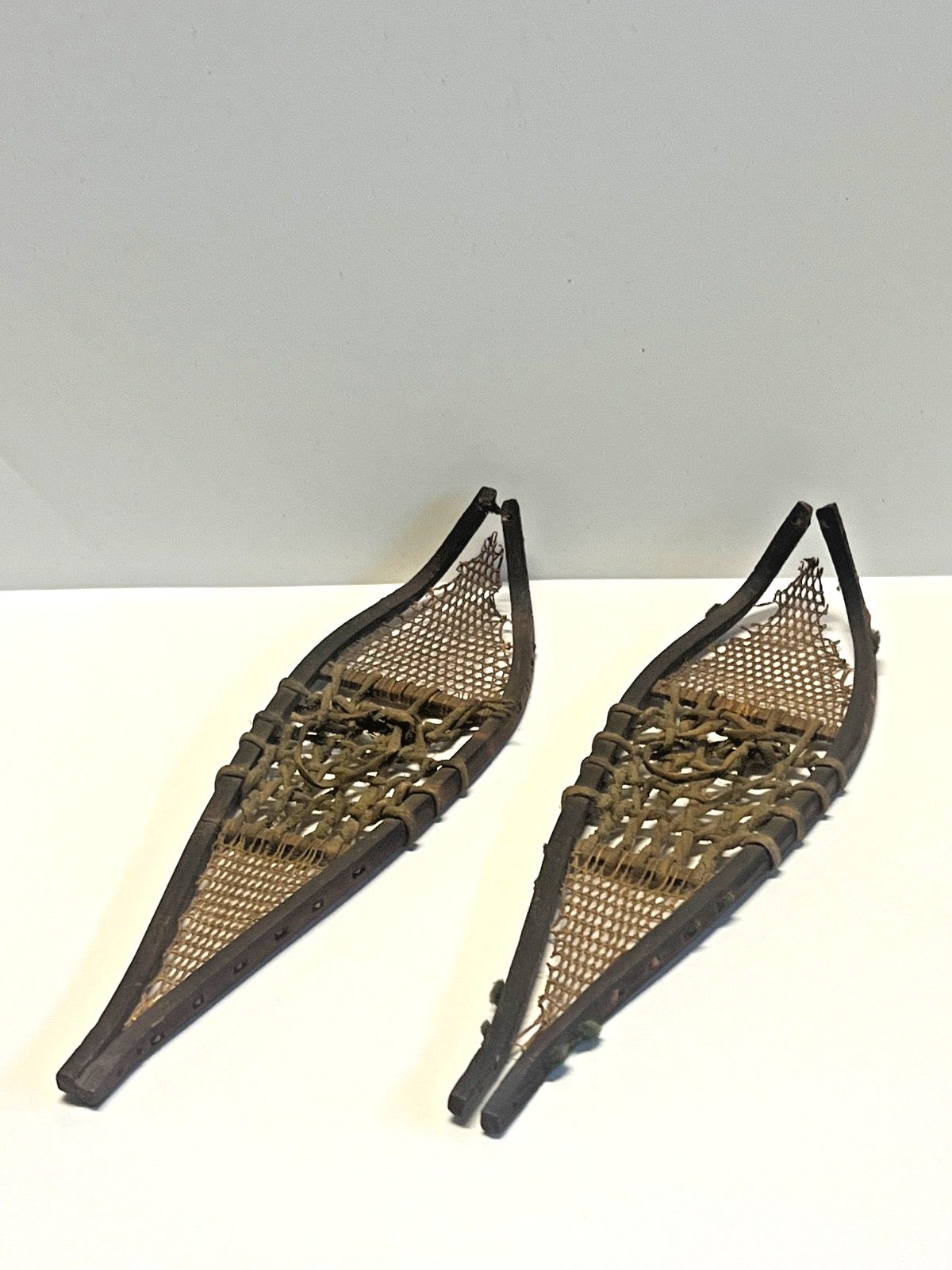 Antique Pair of Minature Native Athabaskan Weaved Snowshoes - DOLL SIZE; 1880's