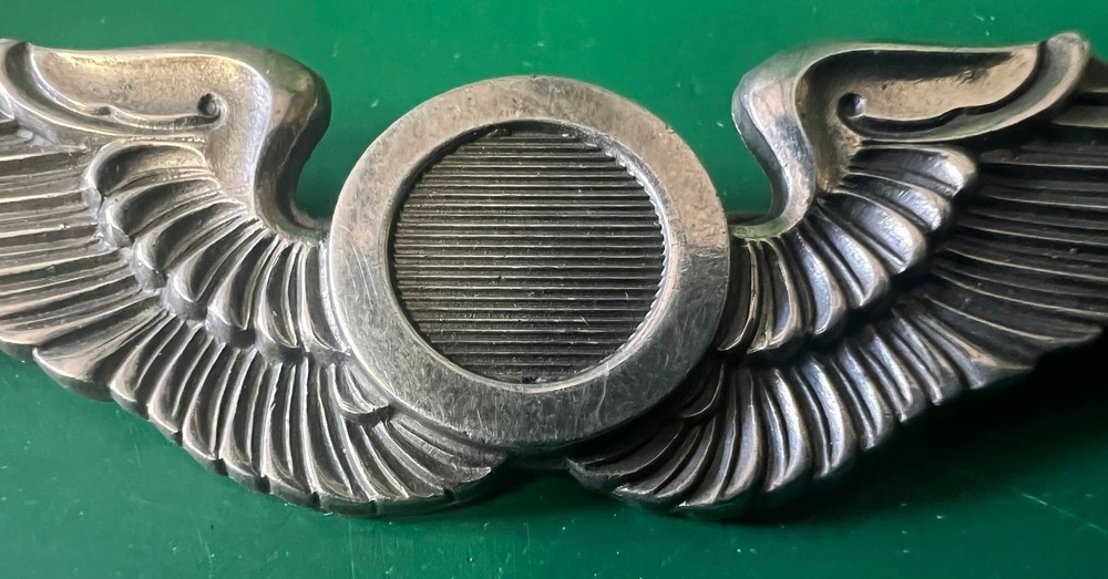 ARMY AIR FORCES N.S. MEYER OBSERVER WING STERLING PIN BACK