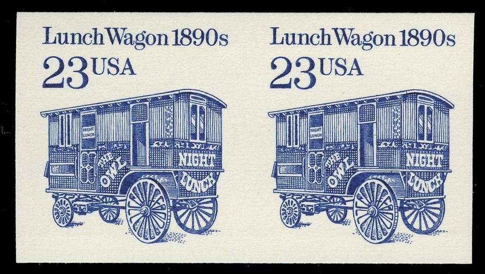 US #2464b  23¢ Lunch Wagon imperf pair solid, smooth tagging, VF NH