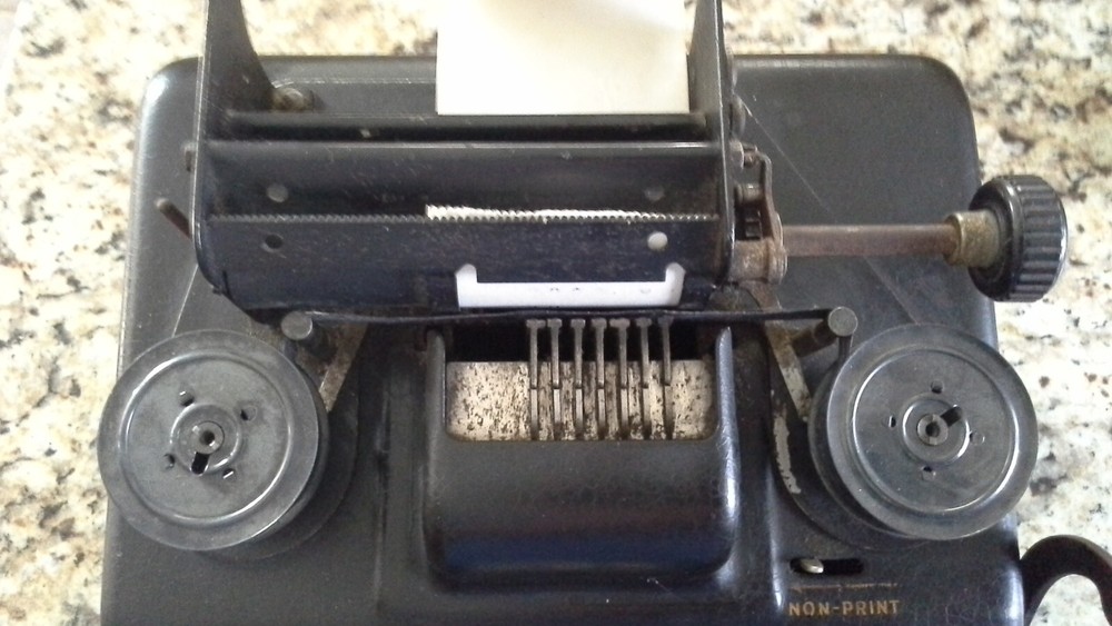 Burroughs Portable Green Top Adding Machine VINTAGE