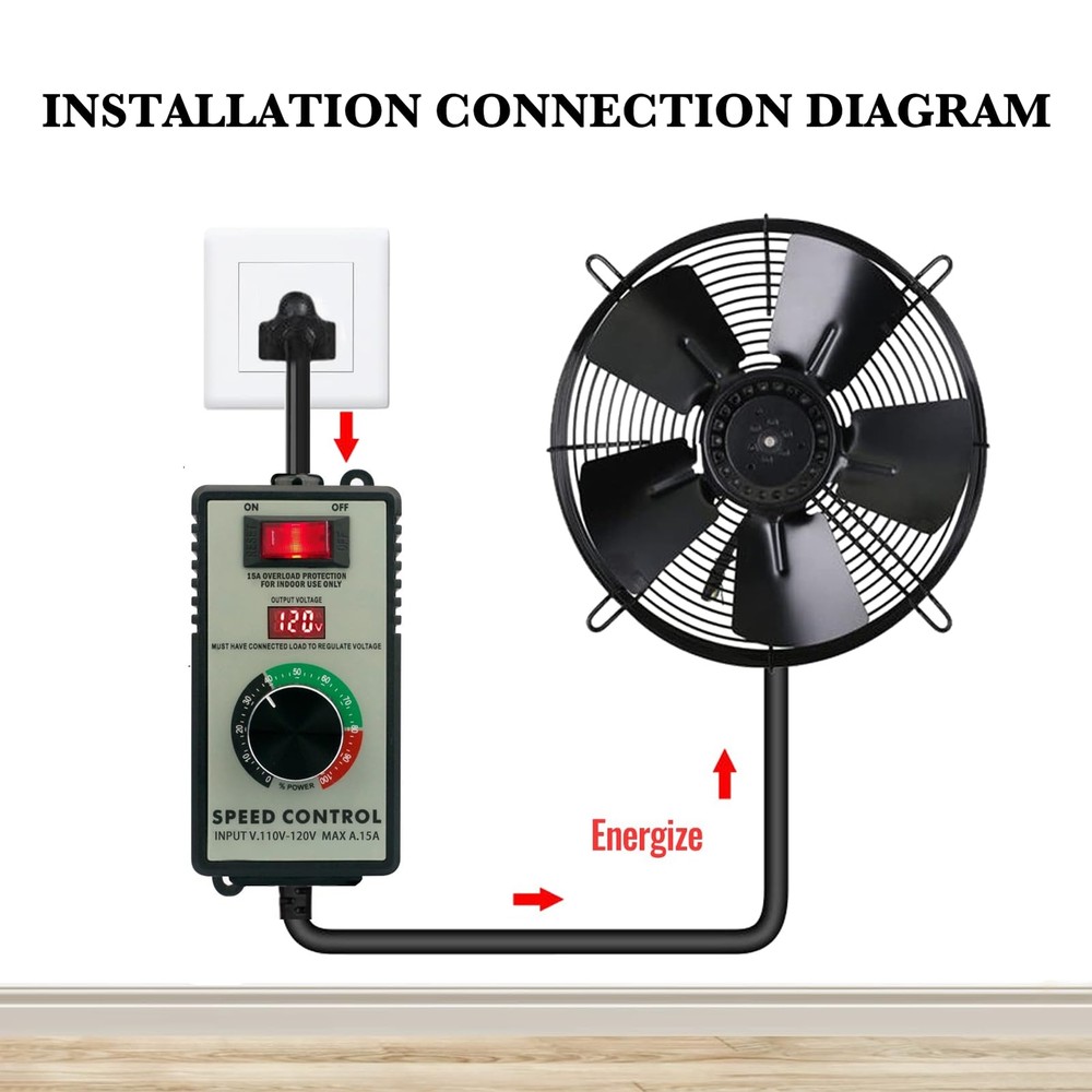 AC Motor Speed Controller 120V 15A 4000W Variable Fan Controller with Protection