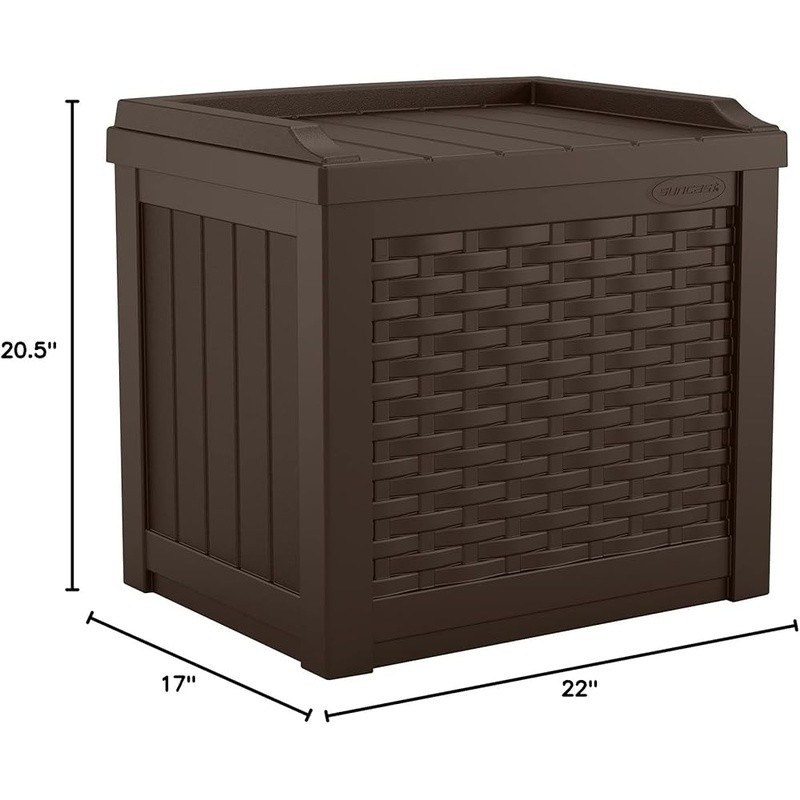Outdoor Deck Box 22 Gal Java Resin Storage Box Weatherproof Patio Bin Container