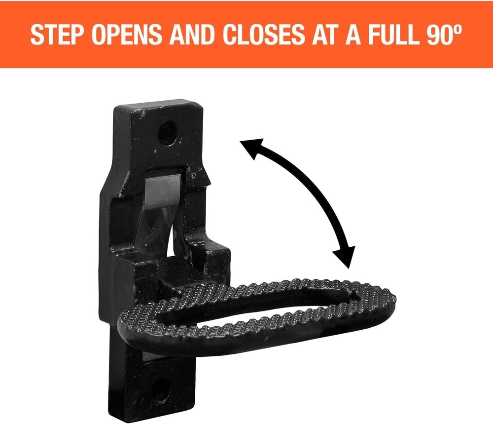 Black E-Coat Folding Step and Handle Set for Trucks and Construction Vehicles