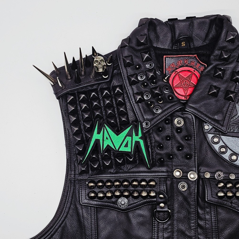 HAVOK GREEN LOGO (shaped border) EMBROIDERED PATCH