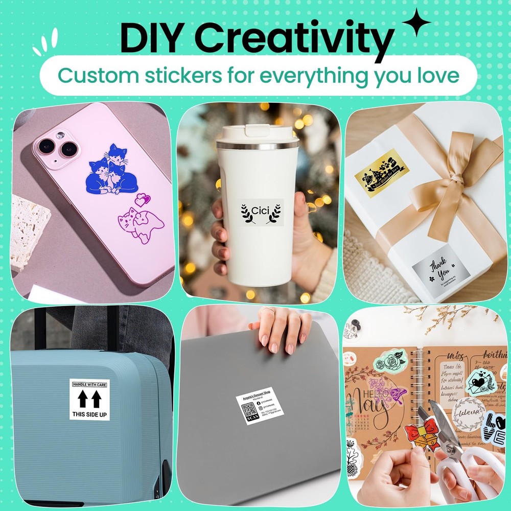 Sticker Printer, Mini Printer Sticker Maker Machine M02, Print Pods Mini Pock...