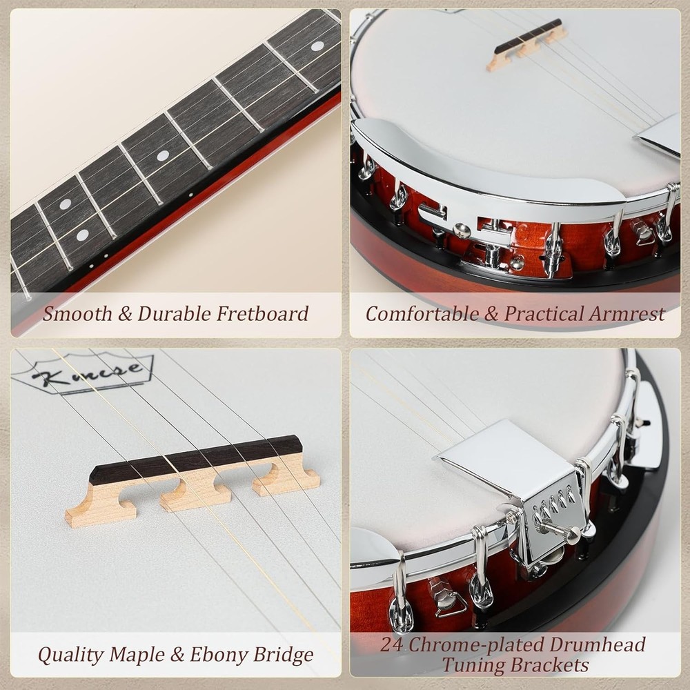 Beginner Full Size Banjo Instrument Starter Kit