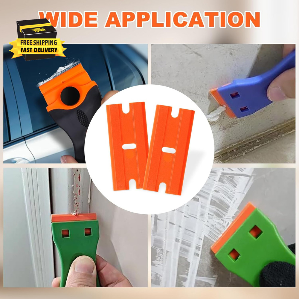Plastic Razor Blades, 200 Pcs Double Edged Safety Scraper Blades, Plastic Scrape