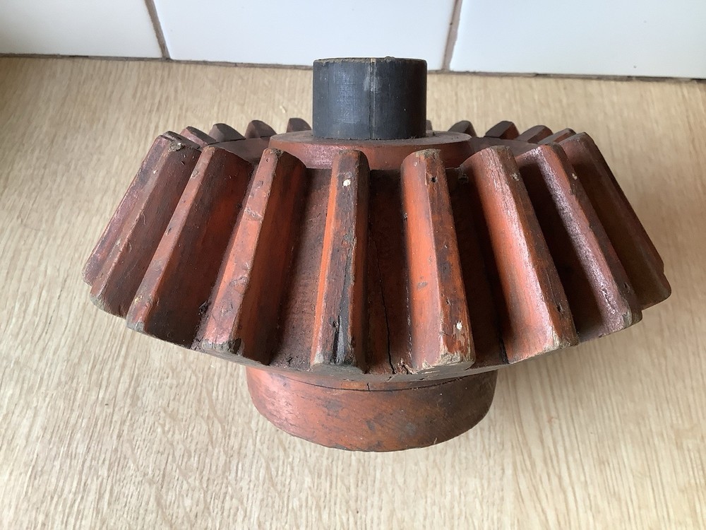 Antique wooden foundry casting cog wheel pattern