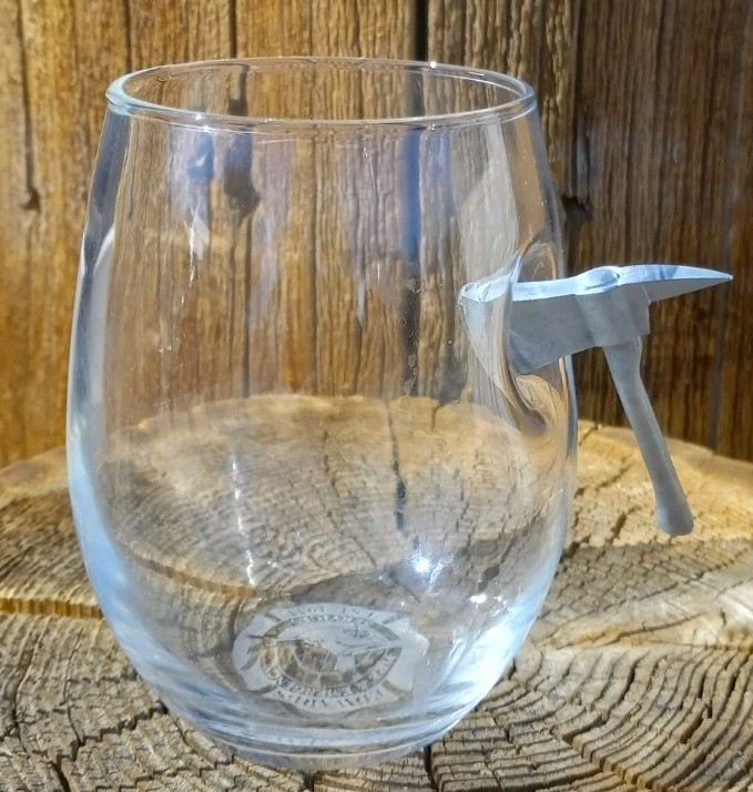 Edwards AFB Fire & Emergency Services glass w/axe embedded
