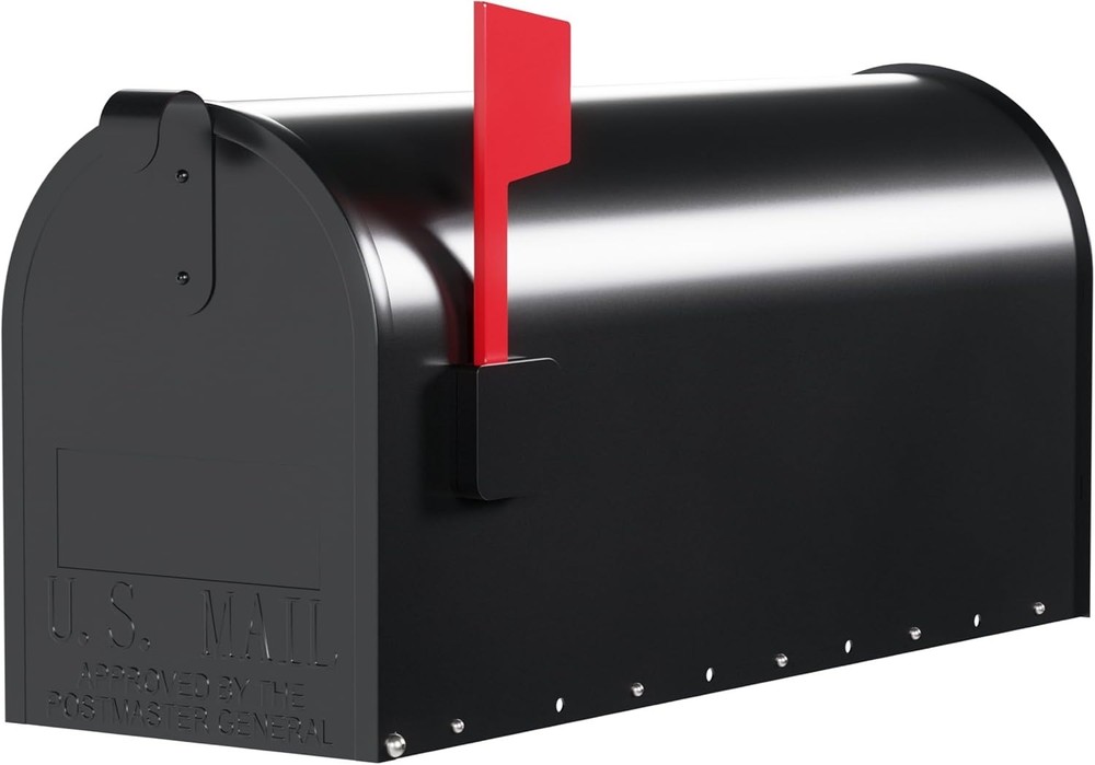 Black Post Mount Mailbox - Medium Capacity, Durable Steel