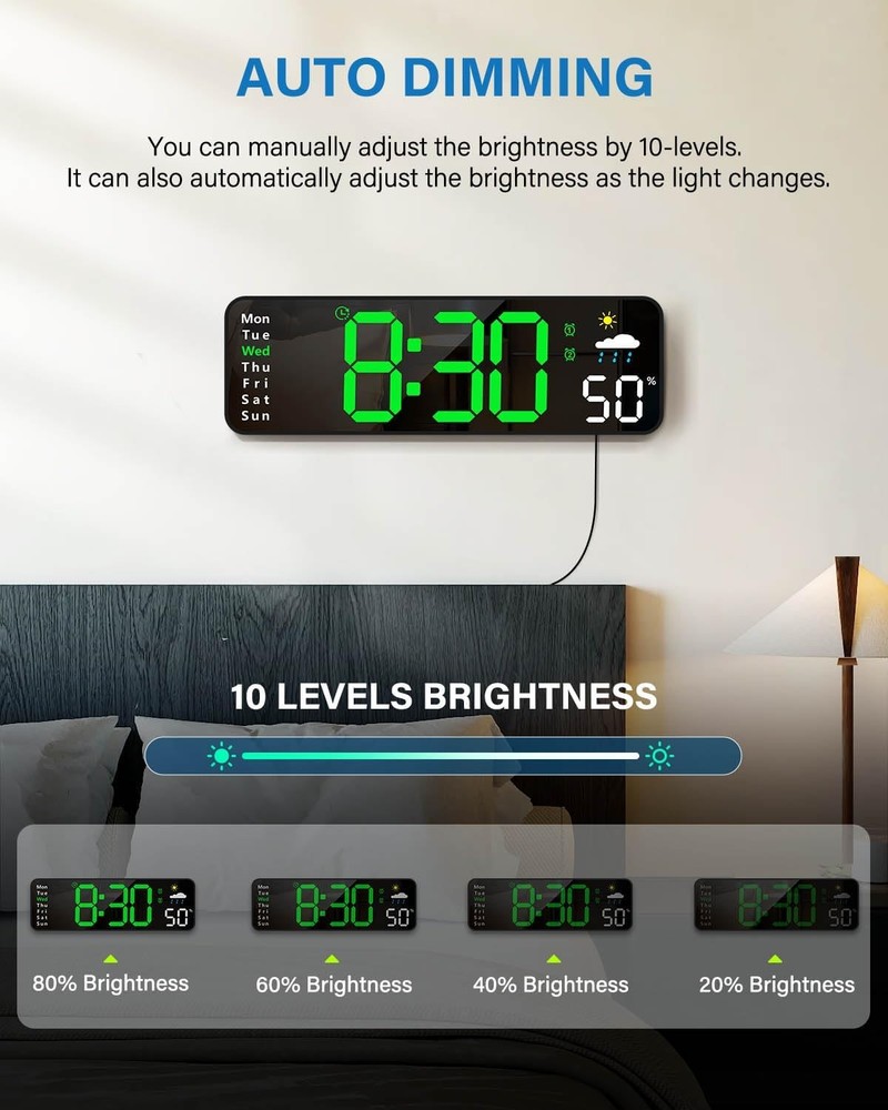 Digital Wall Clo, Digital Clo Lar Display with Remote Control,