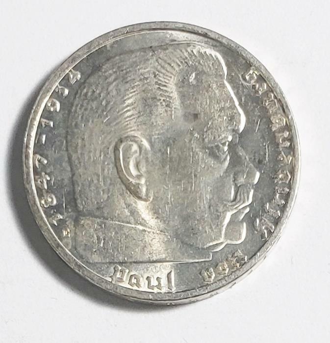 2 Mark von Hindenburg 1938-E GERMANY Ag UNC/BU