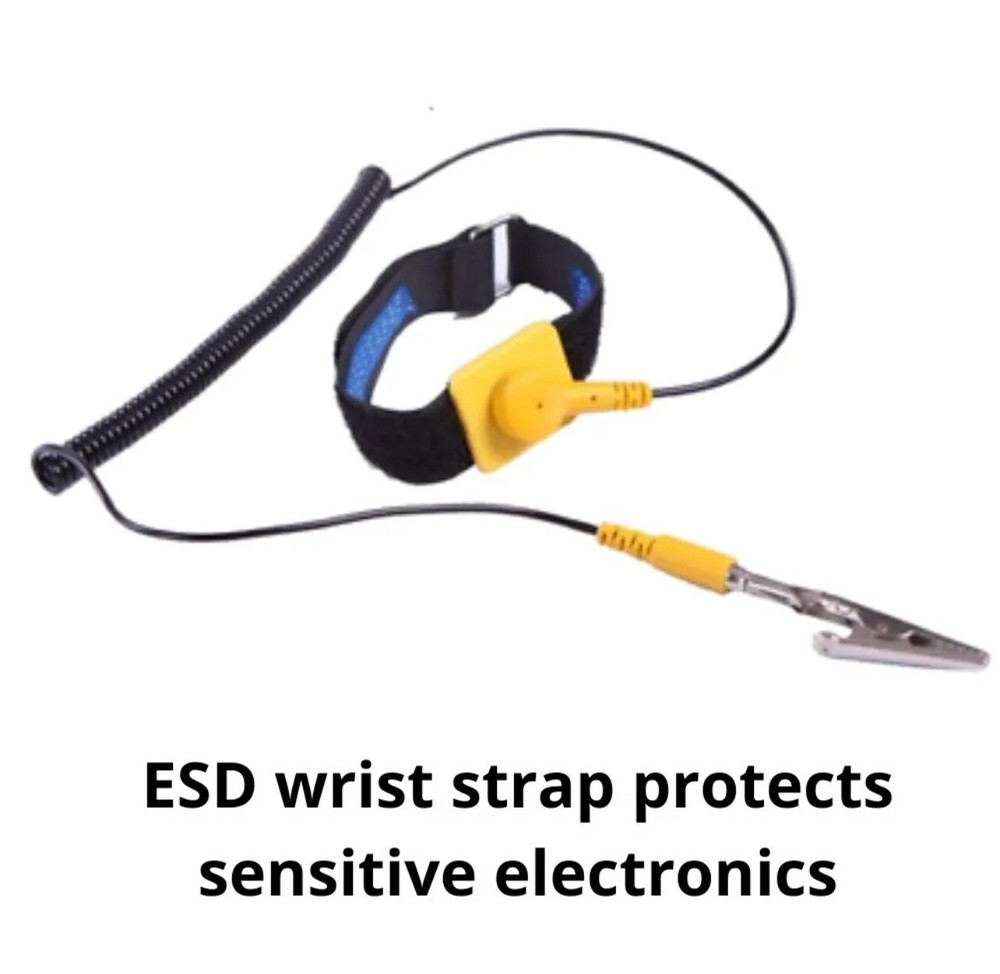 2 Pack Anti-Static Adjustable Grounding Wrist Strap Components Black,Yellow