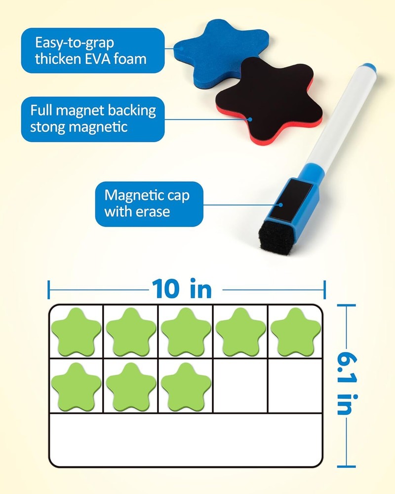 Magnetic Ten-Frame Set, Math Manipulative EVA Number Counting Games- Educational