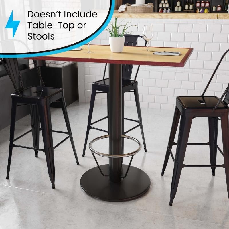 24'' Round Restaurant Table Base with 4'' Dia. Bar Height Column with Foot Ring
