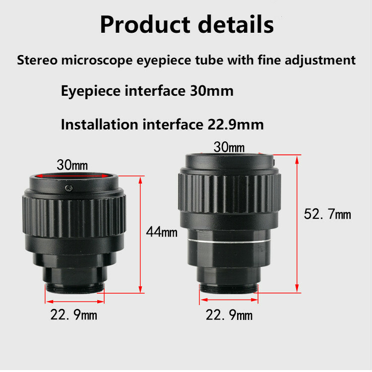 2pcs 30mm Stereo Microscope Eyepiece Tube Suitable for Mounting Interface 22.9mm