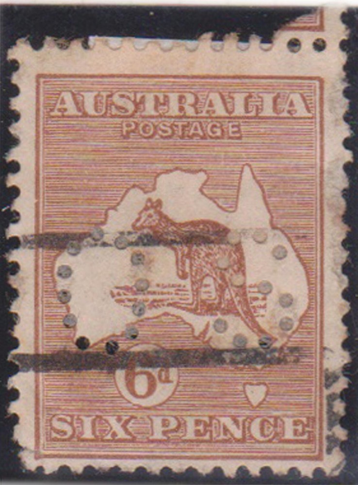 (F238-18) 1915 v6d brown perforated OS kangaroo (R)
