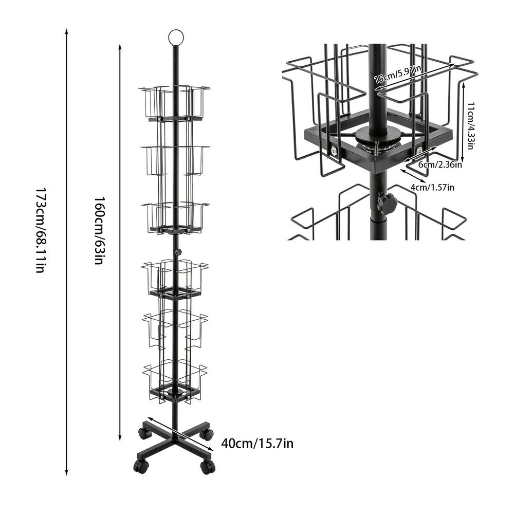 2x Greeting Cards Display Rack, 24 Pockets Rotating Postcard Brochure Display US