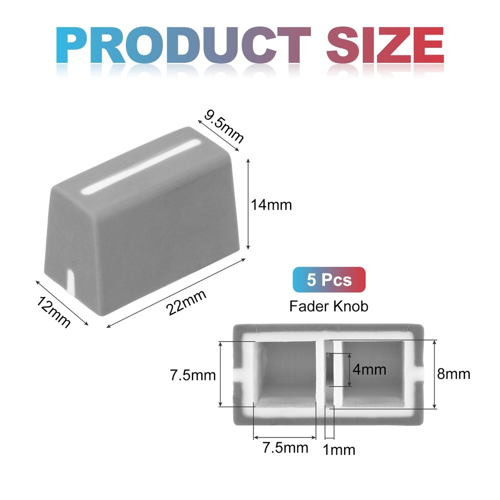 Universal Fader Knobs, Grey Mixer Fader Caps Rubber for DJ Console, 5Pcs