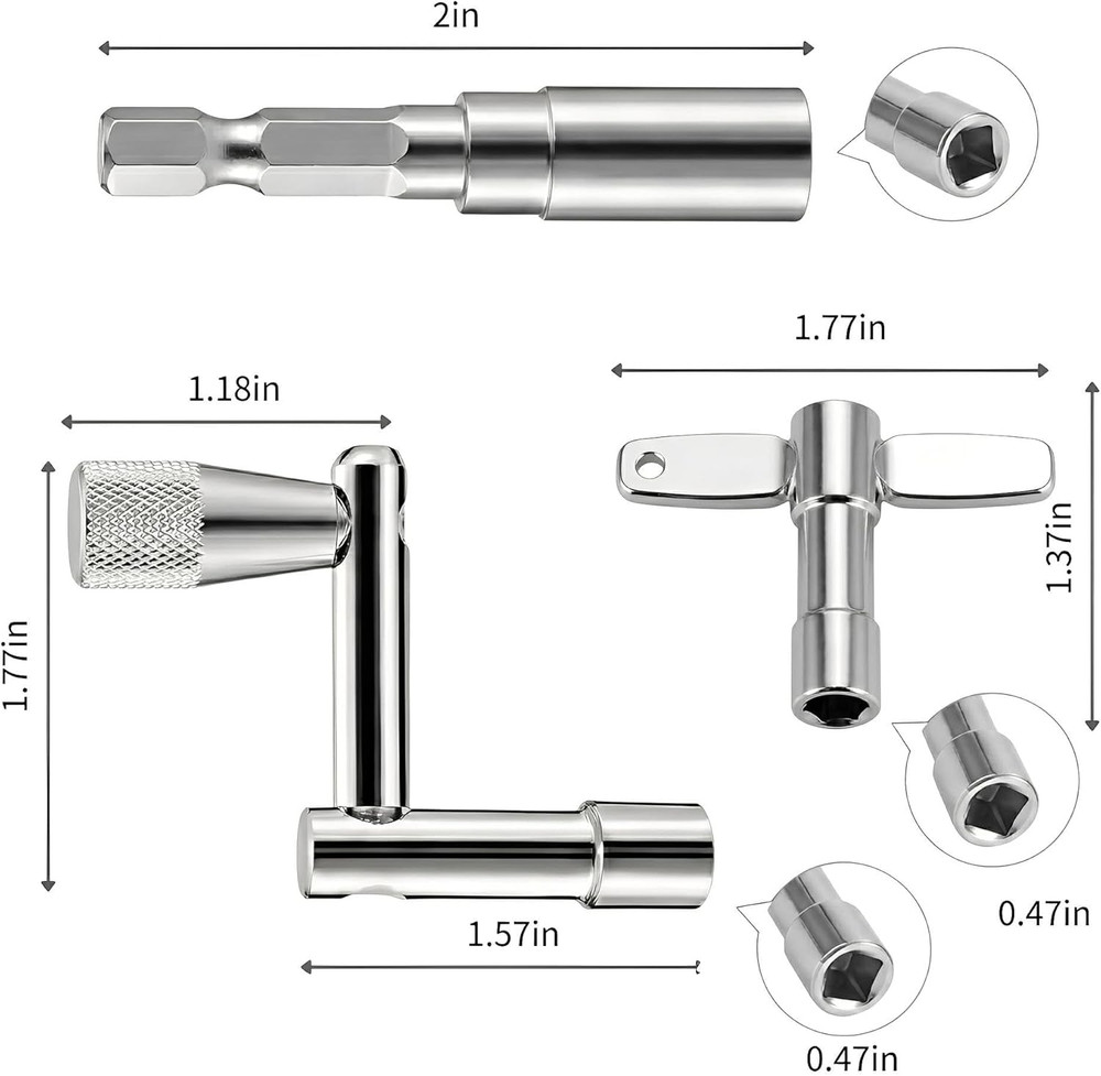 Drum Key Set Professional Drum Tuning Kit with Drill Bit Adapter Continuous Moti