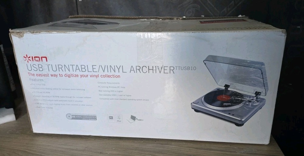 ION TTUSB Vinyl Archiver Recording USB Turntable Record Player Digitize Audio