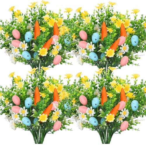 6 Pcs Easter Egg Stems Spring Berry Picks with Eggs Carrot Decoration
