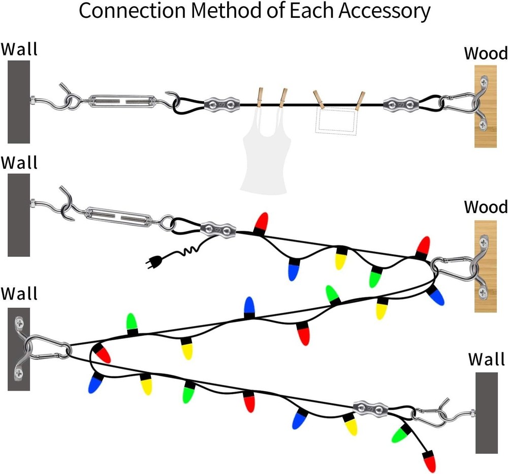 String Lights Hanging Kit,Globe String Lights Suspension Kit,Outdoor Light Gu...